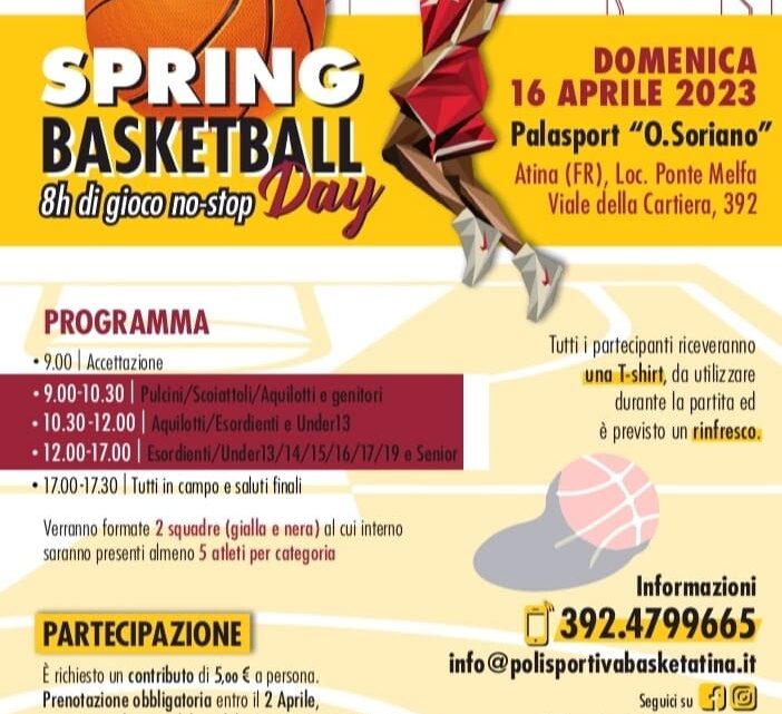 Atina, domenica via a “Spring Basketball Day”, una festa dello sport per grandi e piccoli